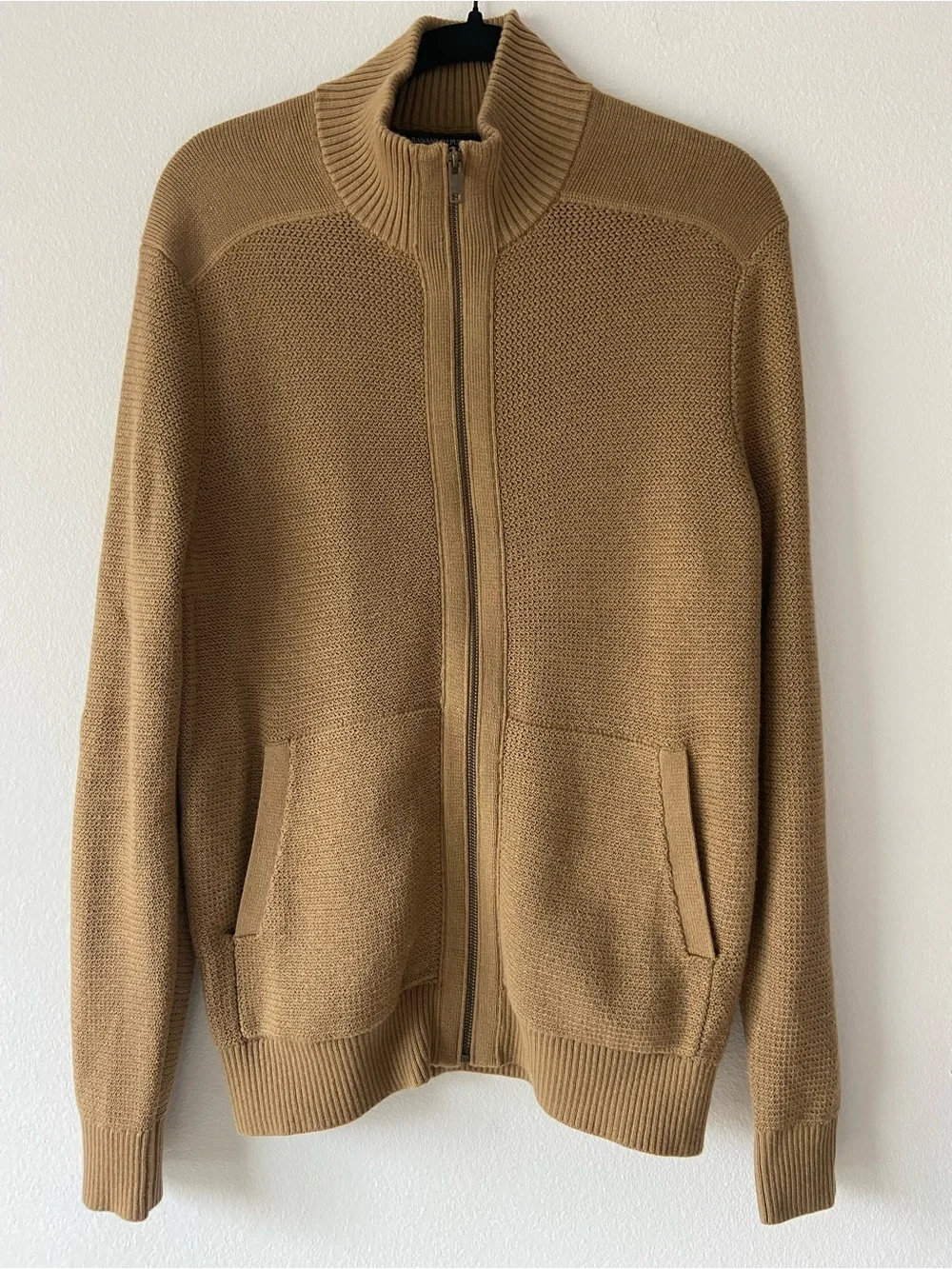 Banana Republic Men's Tan Zip Front Knit Cardigan Sweater Jacket Size M